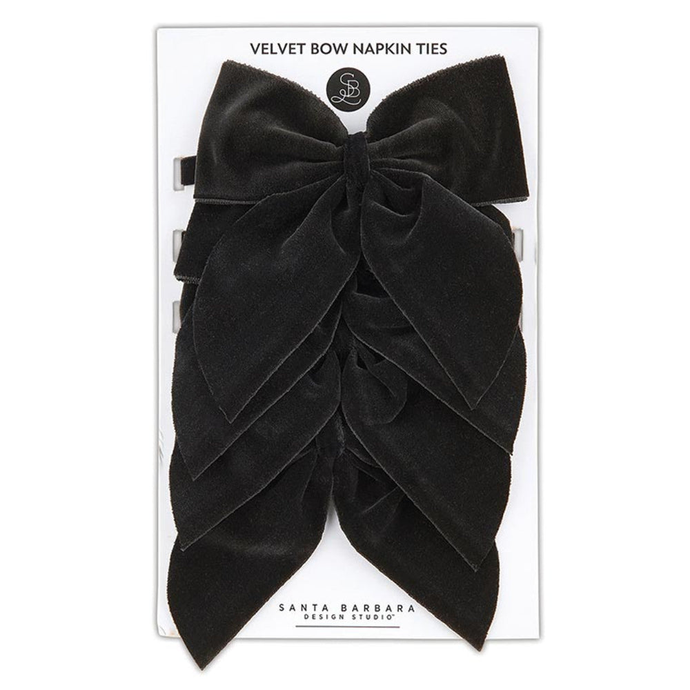 Black Velvet Bow Napkin Ties