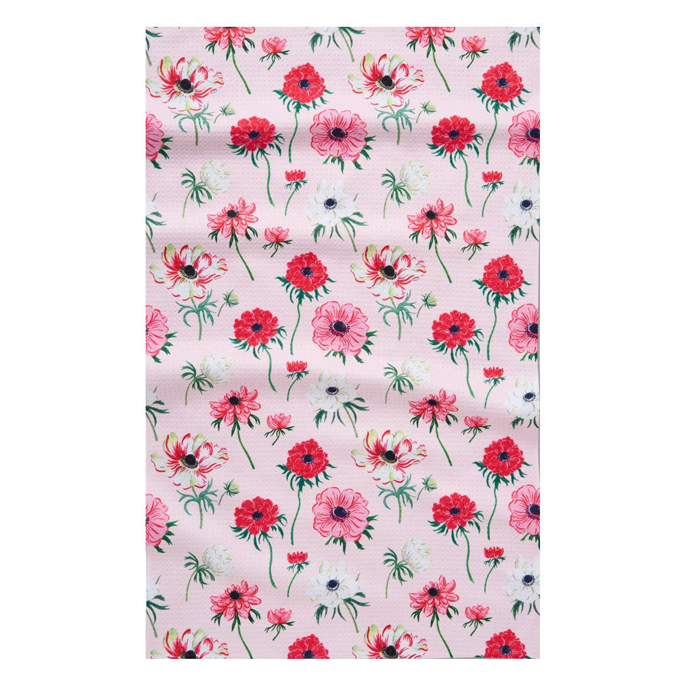 Anemone Garden Flowers Kitchen Tea Towel