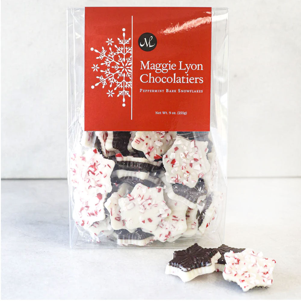 Dark & White Chocolate Peppermint Bark Snowflakes