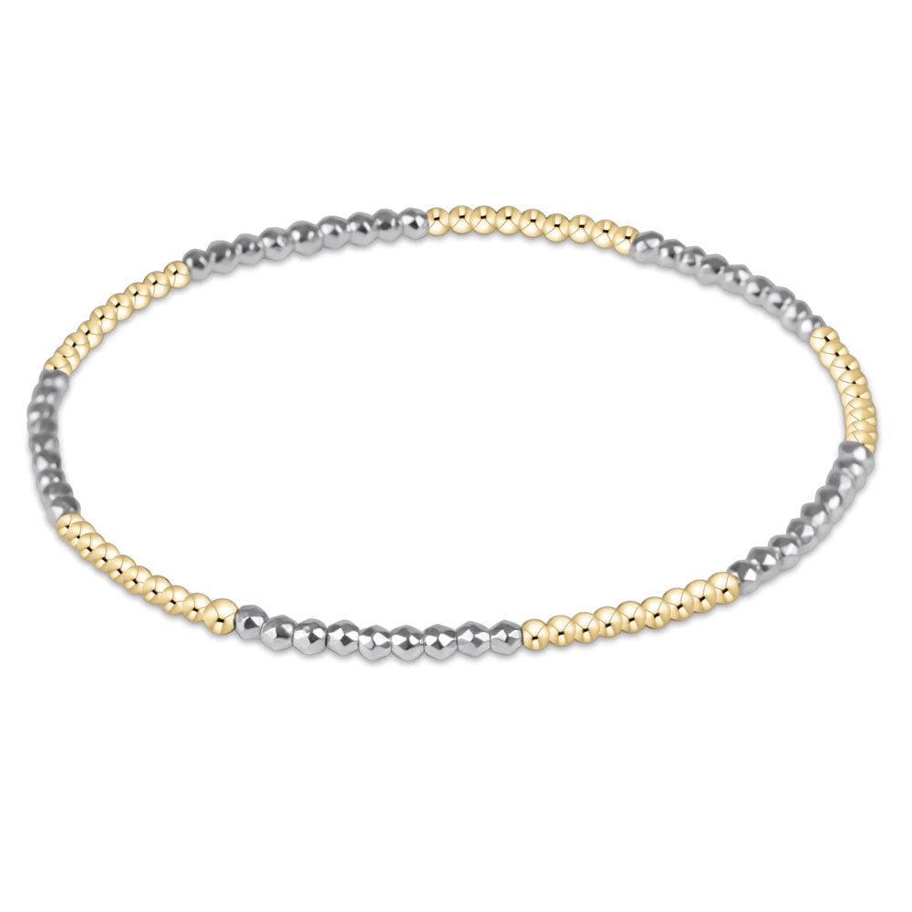 Blissful Pattern 2mm Bead Bracelet - Bright Silver