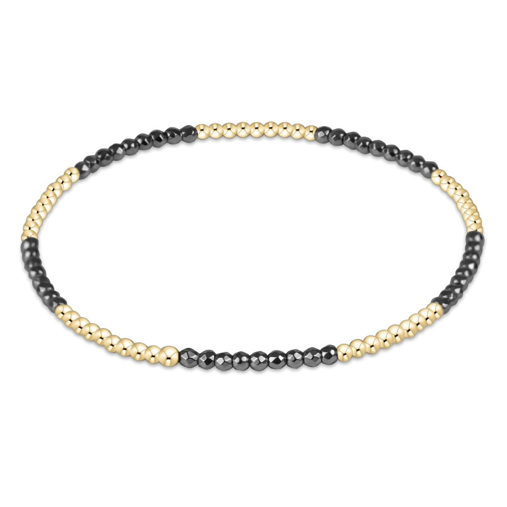 Blissful Pattern 2mm Bead Bracelet - Silver Faceted Hematite