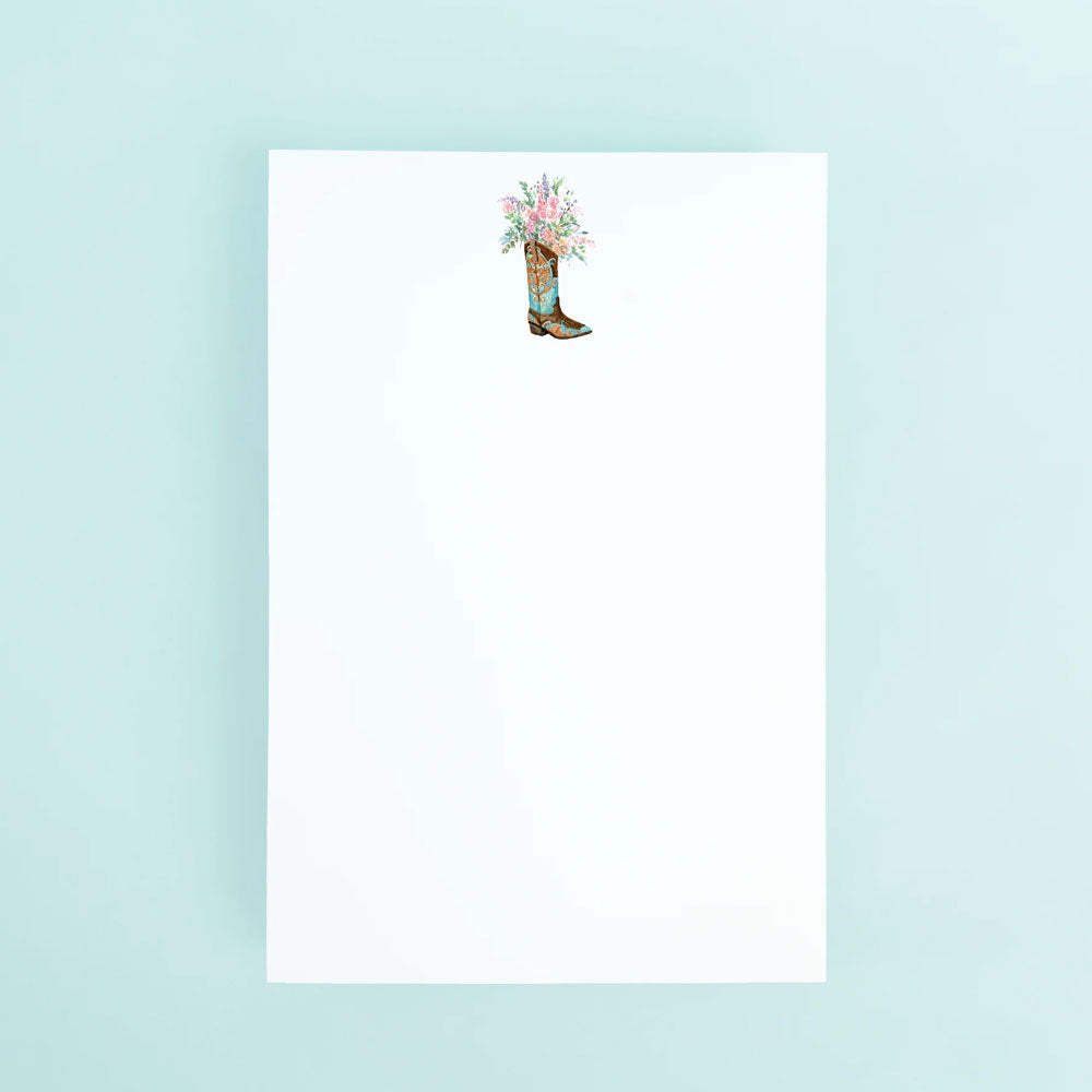 Blue Boot With Flowers Notepad
