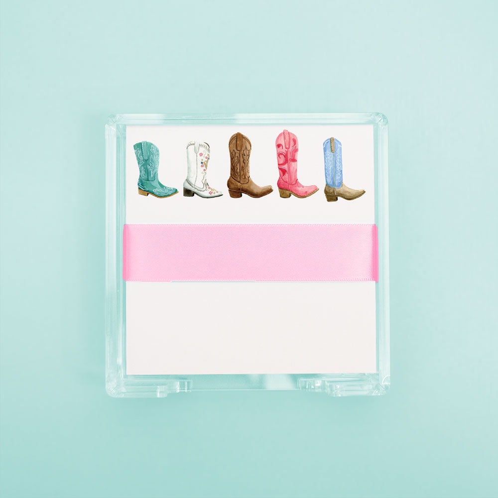 Colorful Cowboy Boots Square Desk Set