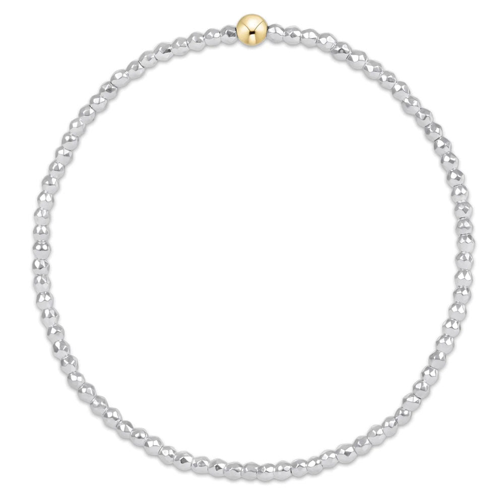 Bright Silver Faceted Hematite 2mm Bead Bracelet