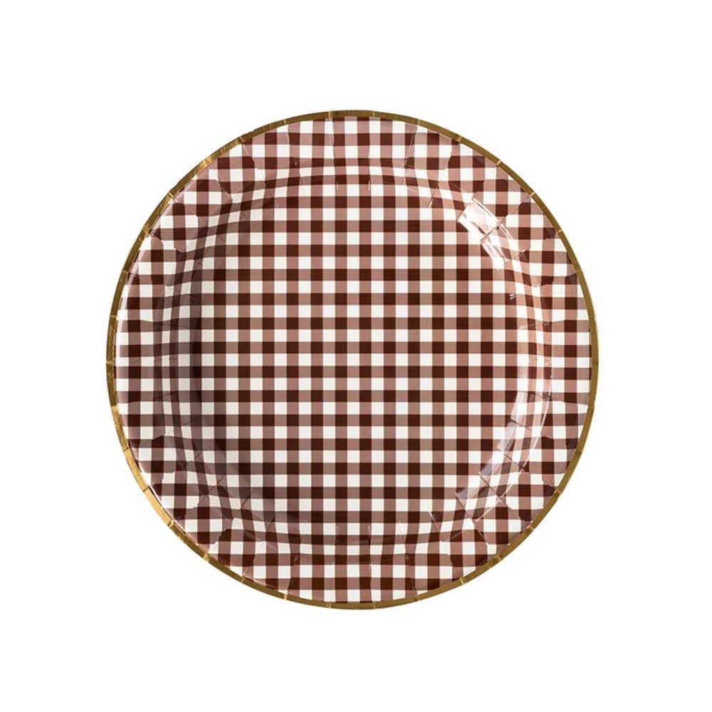 Harvest Brown Gingham Check 11" Plate
