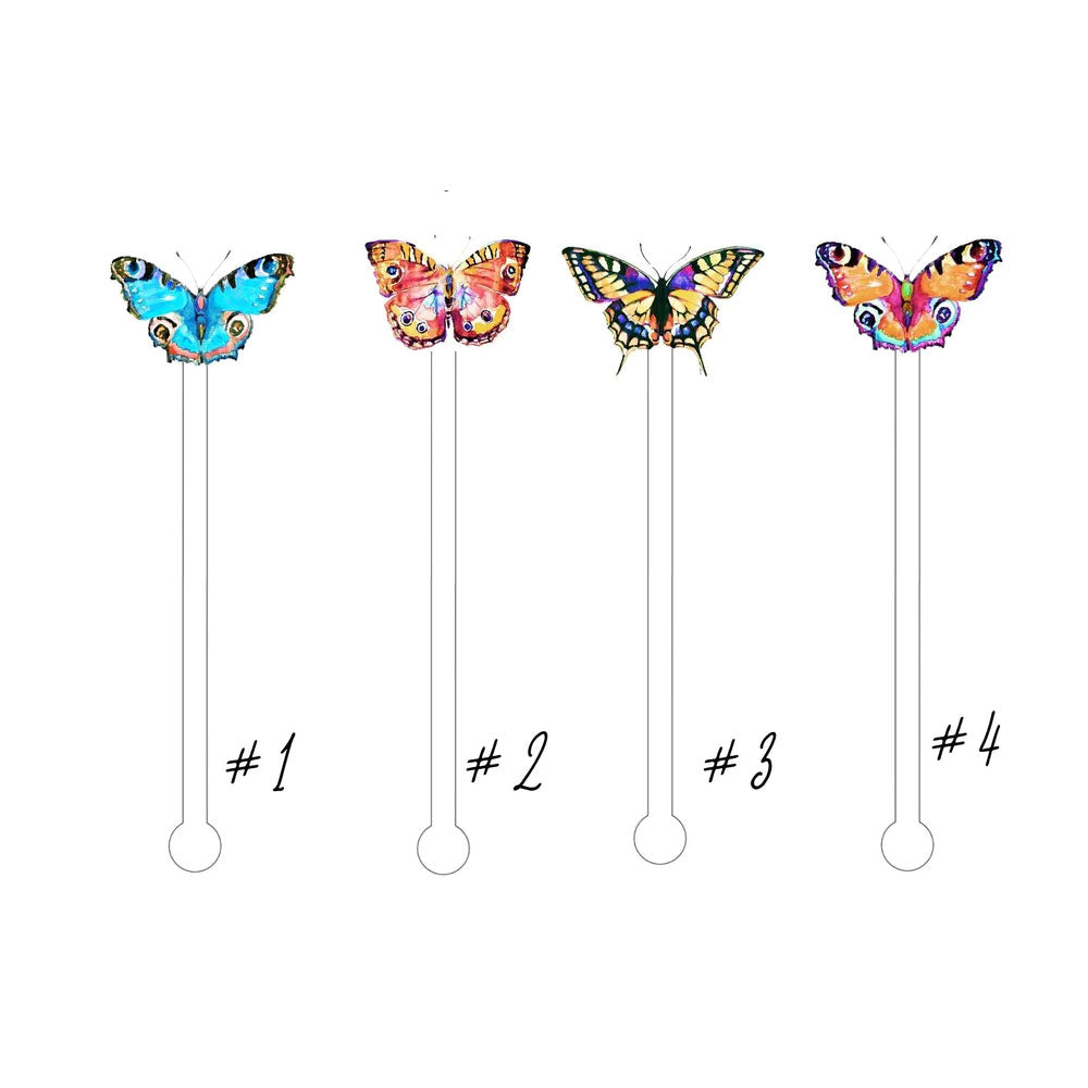 Summer Butterfly Acrylic Drink Stirrers