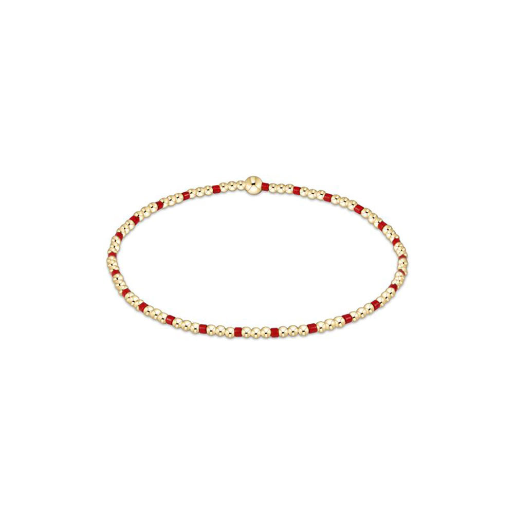 Gameday Hope Sincerity Pattern 2mm Bead Bracelet - Bright Red