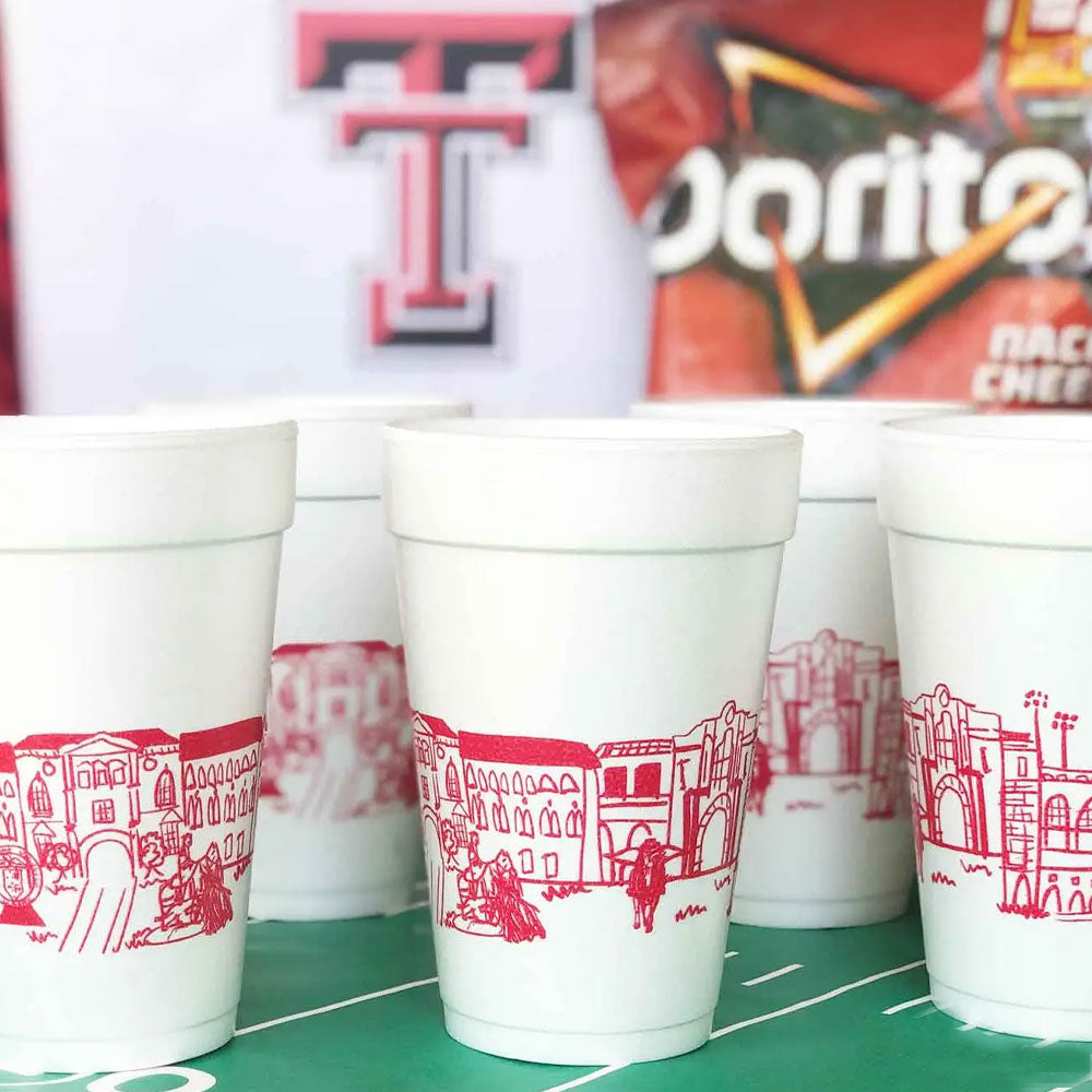 Texas Tech Campus Skyline Foam Cups