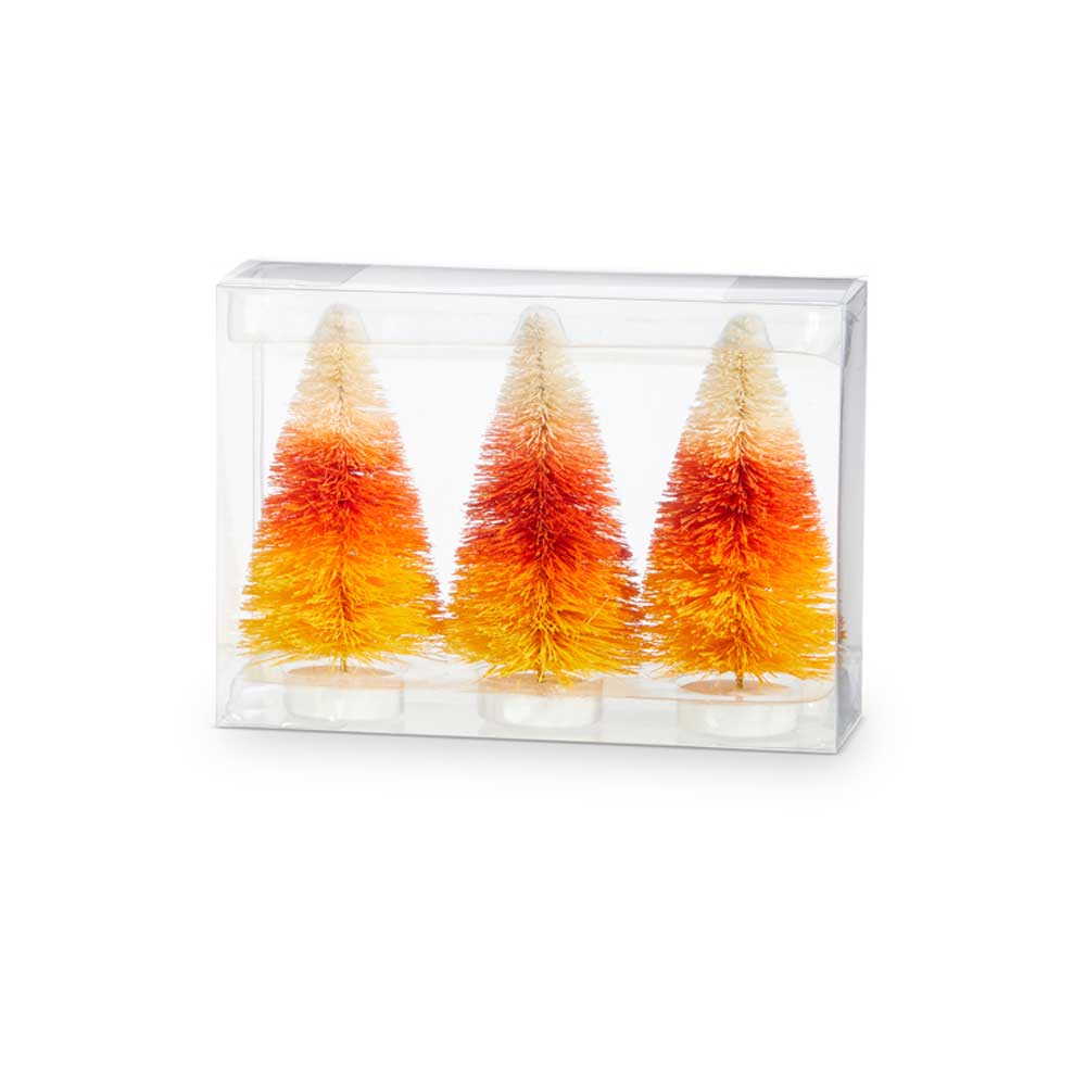 4" Candy Corn Bottle Brush Trees (set of 3)