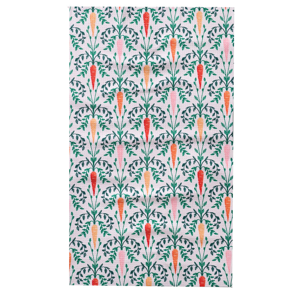 Carrot Damask Kitchen Tea Towel