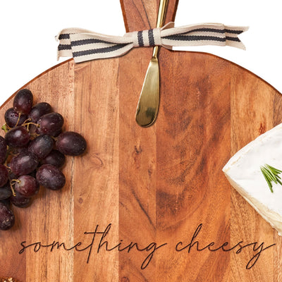 Something Cheesy Acacia Heirloom Board w/ Gold Spreader