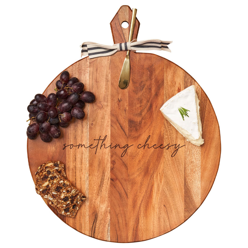 Something Cheesy Acacia Heirloom Board w/ Gold Spreader