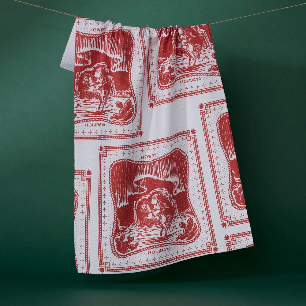 Cowboy Christmas Kitchen Tea Towel