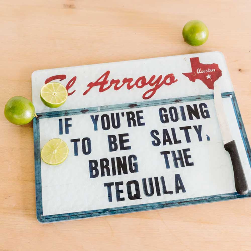 El Arroyo Be Salty Glass Cutting Board
