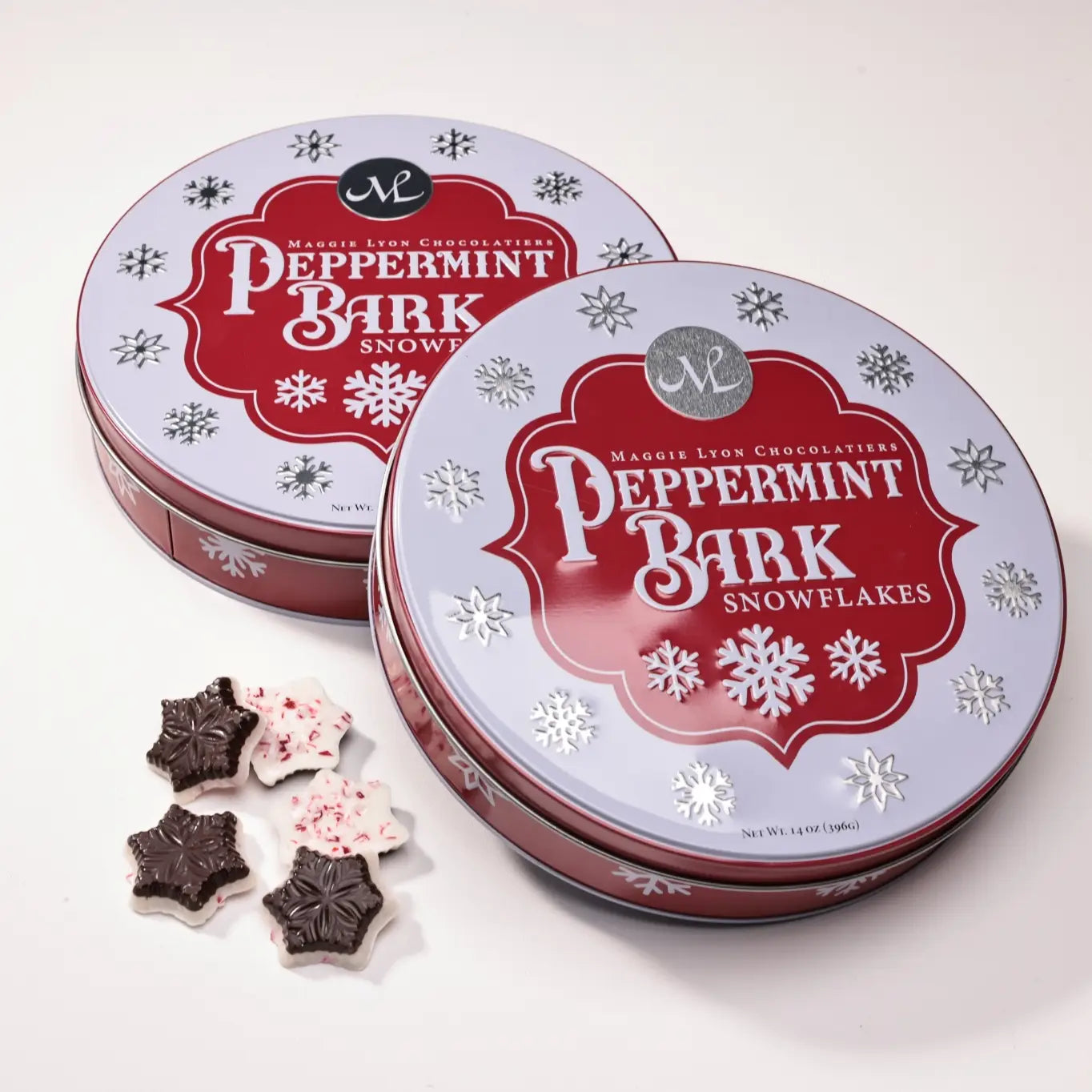 Peppermint Bark Snowflakes Tin