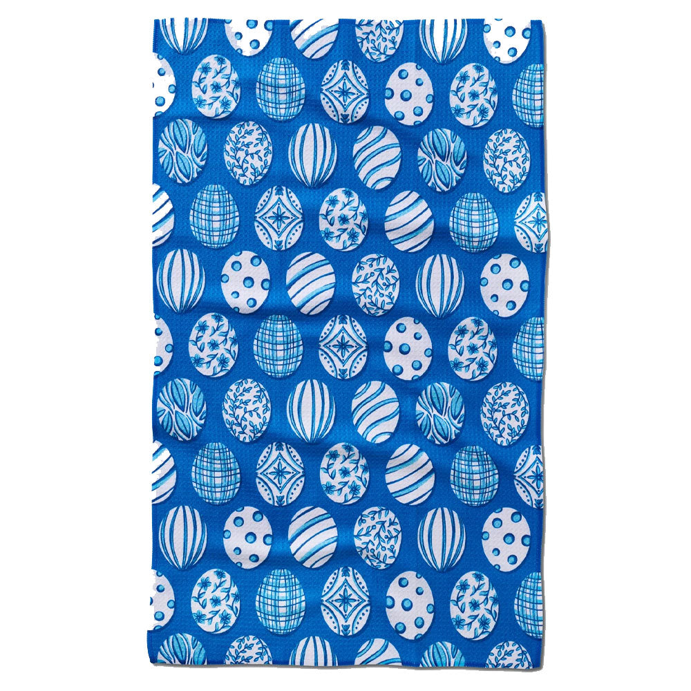 Delft Blue Easter Eggs Kitchen Tea Towel