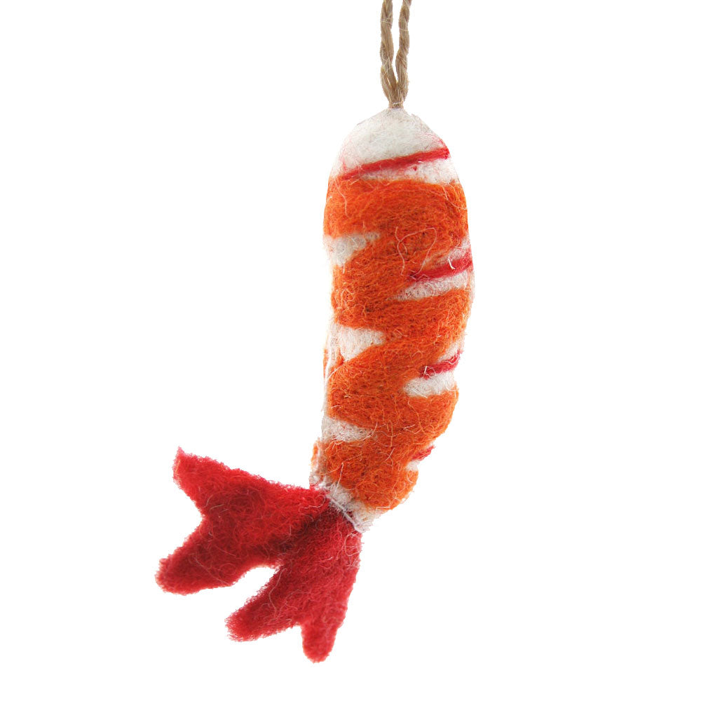 Felted Shrimp Ornament