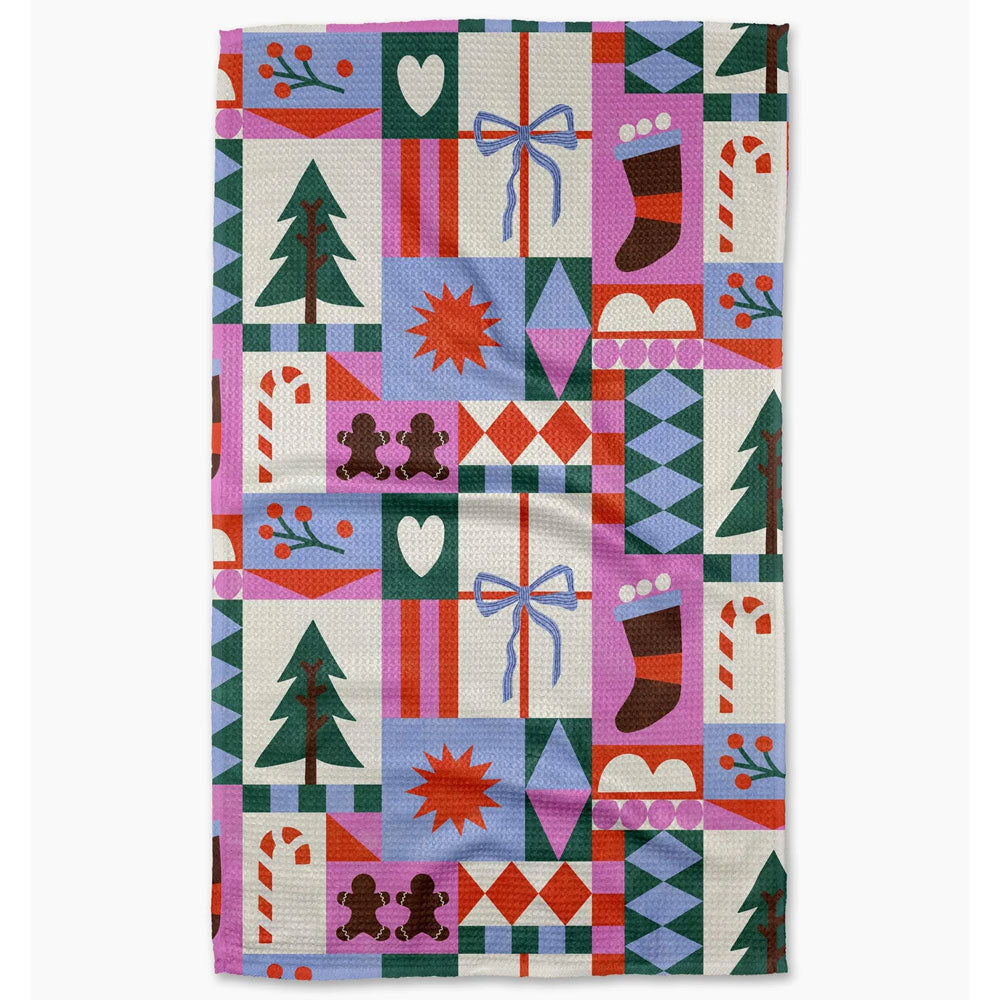 Festive Christmas Quilt Kitchen Tea Towel