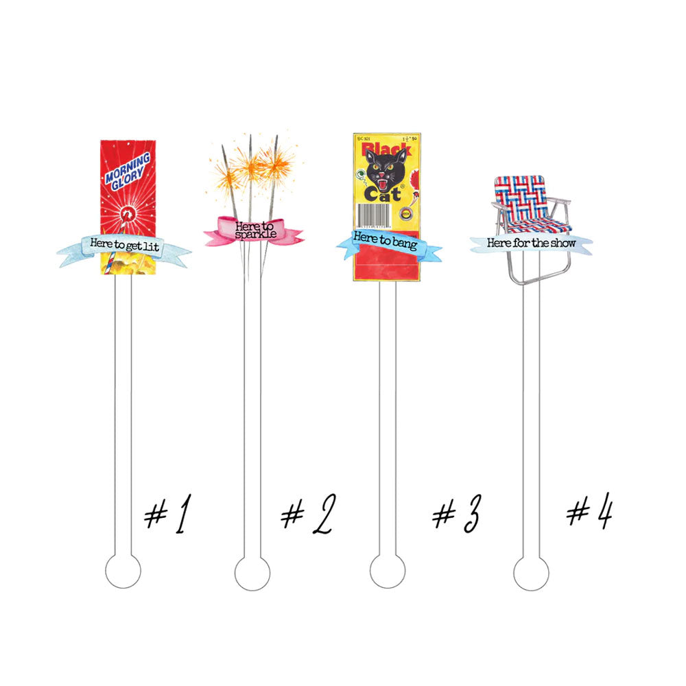Here Four It Fireworks Acrylic Drink Stirrers