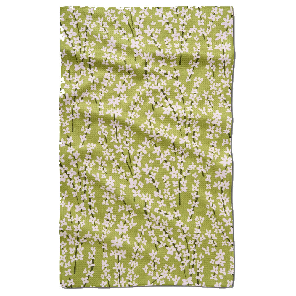 Spring Green Forsythia Kitchen Tea Towel
