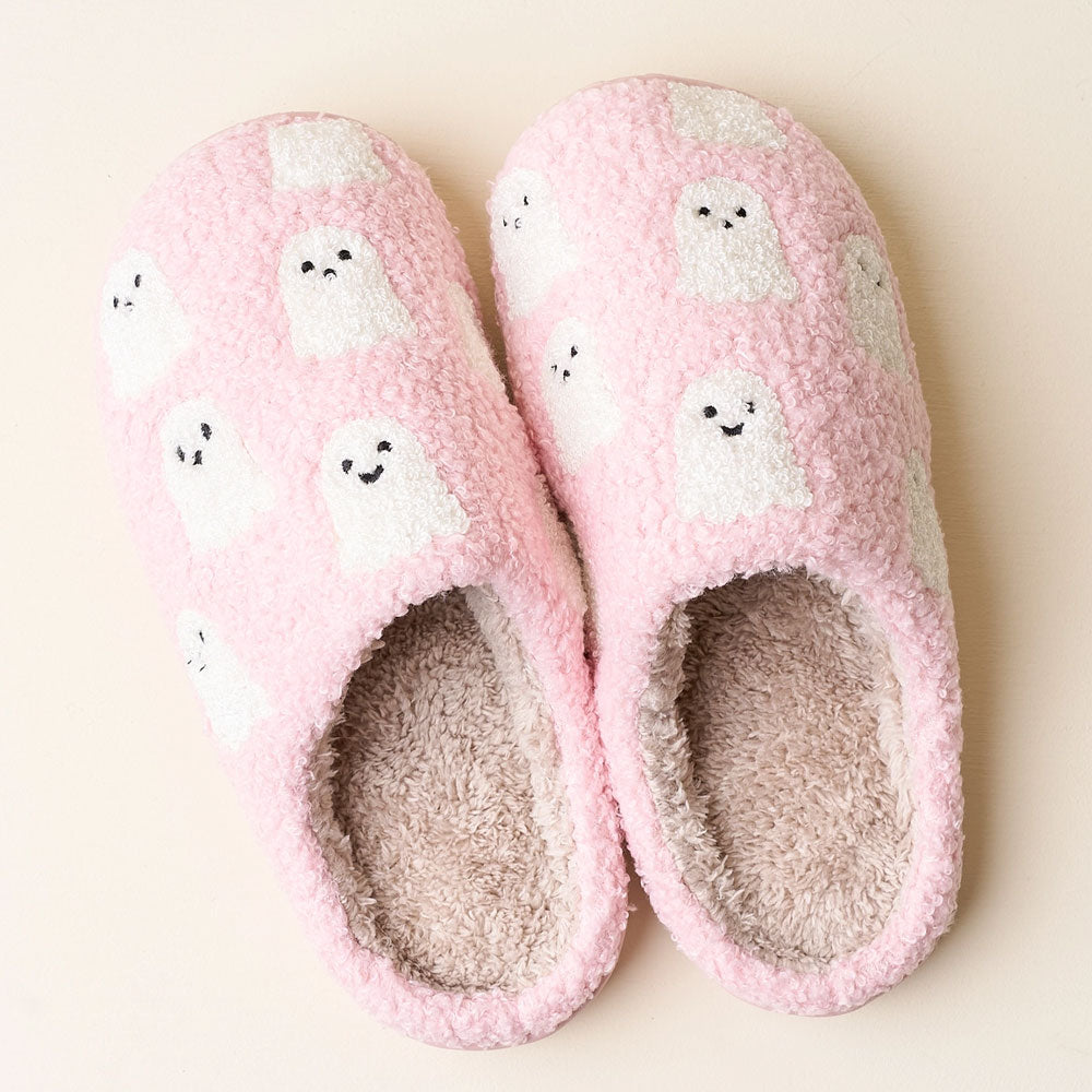 Fuzzy Ghost Slippers