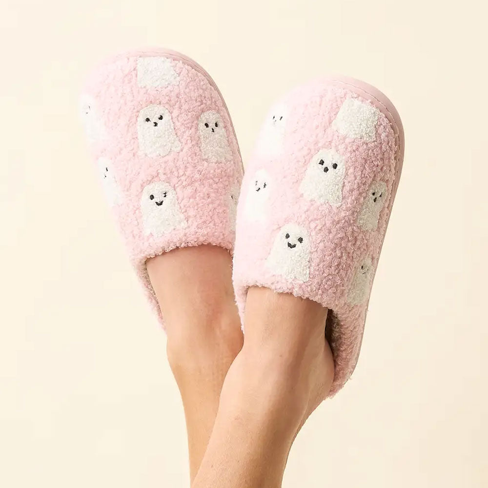 Fuzzy Ghost Slippers