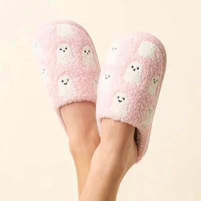 Fuzzy Ghost Slippers
