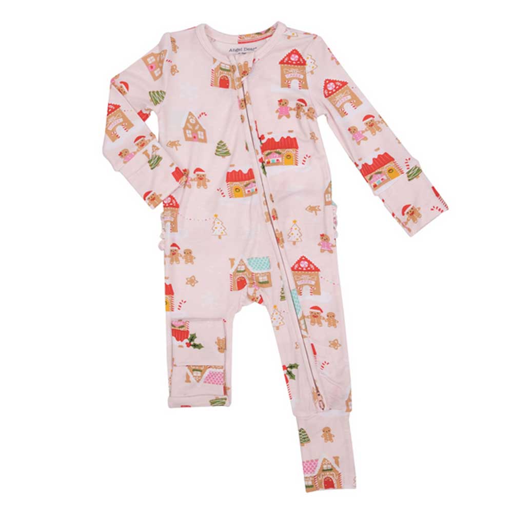 Gingerbread Village Zipper Romper