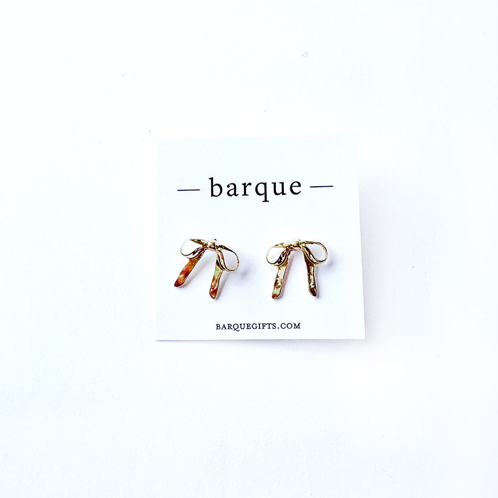 Gold Bow Drop Earrings