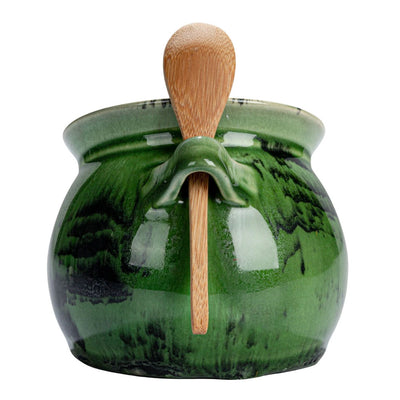Stoneware Salt Dish with Acacia Wood Spoon