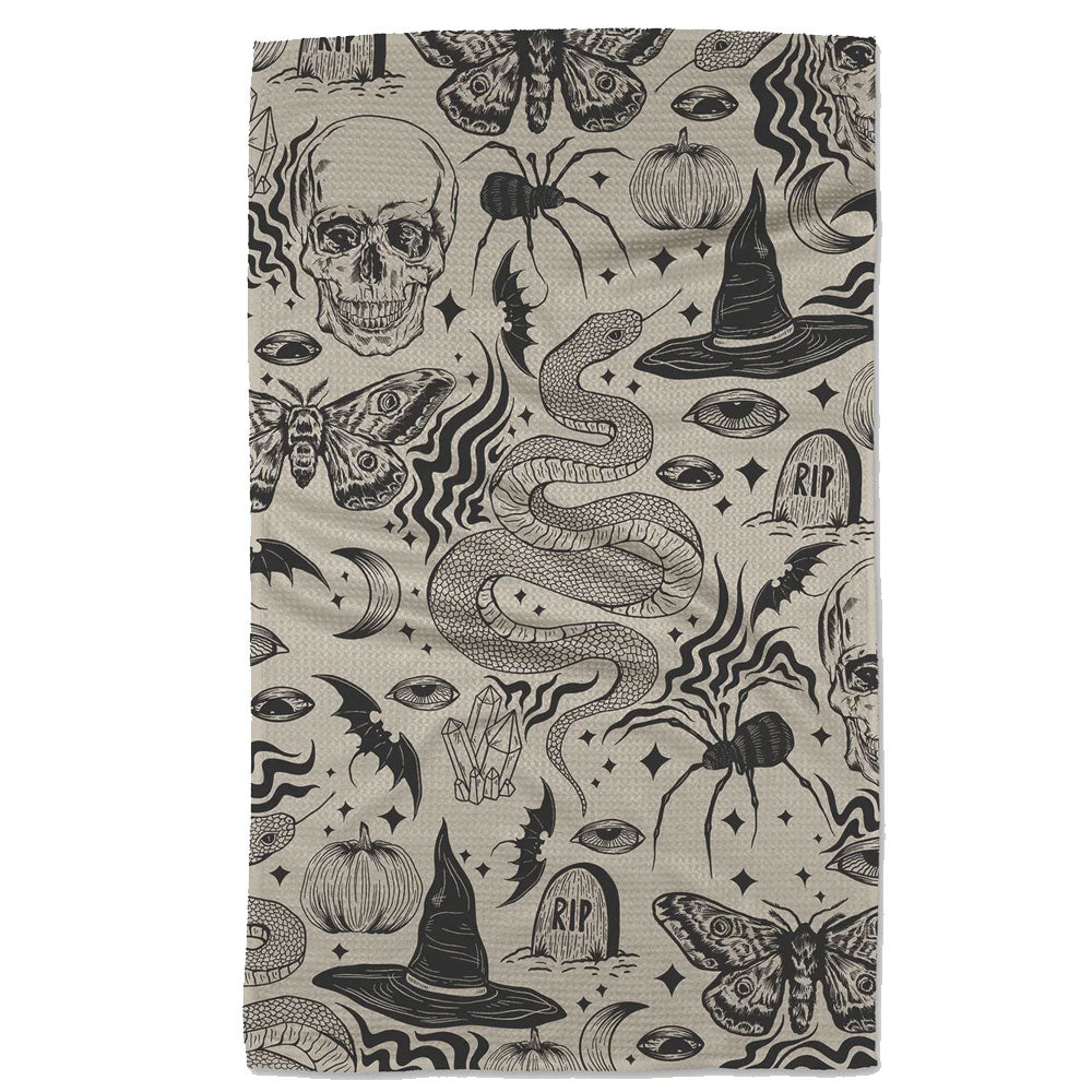 Halloween Collage Kitchen Tea Towel