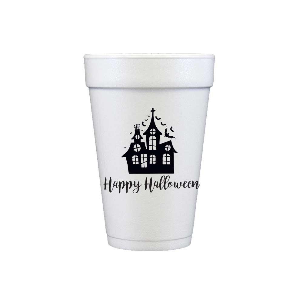 Happy Halloween Mansion Foam Cups