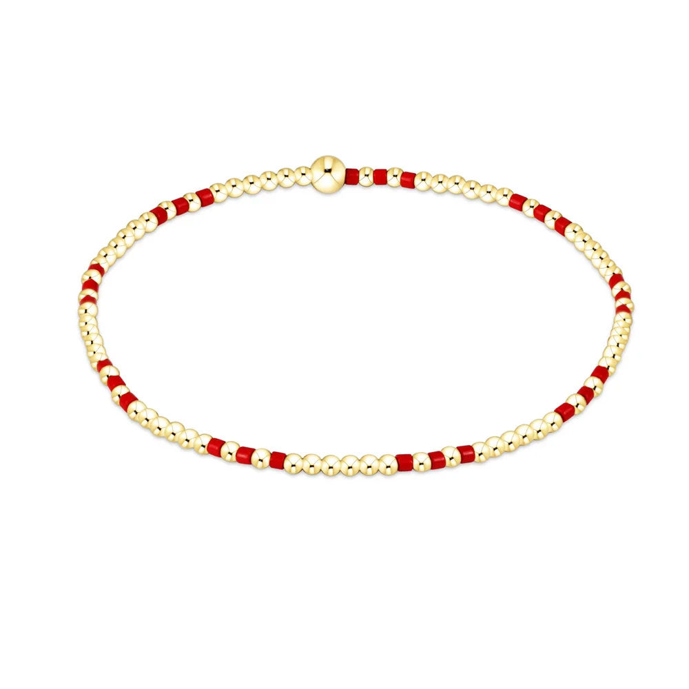 Gameday Hope Joy Pattern 2mm Bead Bracelet - Bright Red