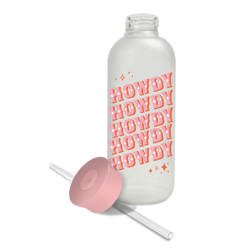 Glass Water Bottle with Straw