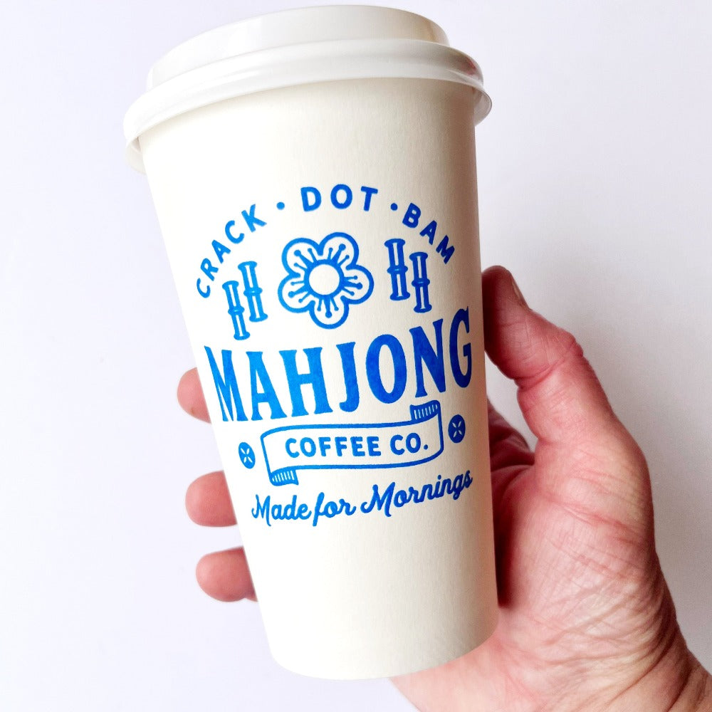 Mahjong Paper Cups + Lids (16 oz)