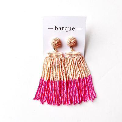 Duotone Beaded Fringe Earrings