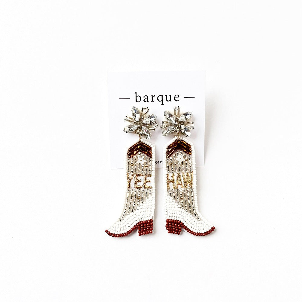 Beaded Yee-Haw Boot Earrings