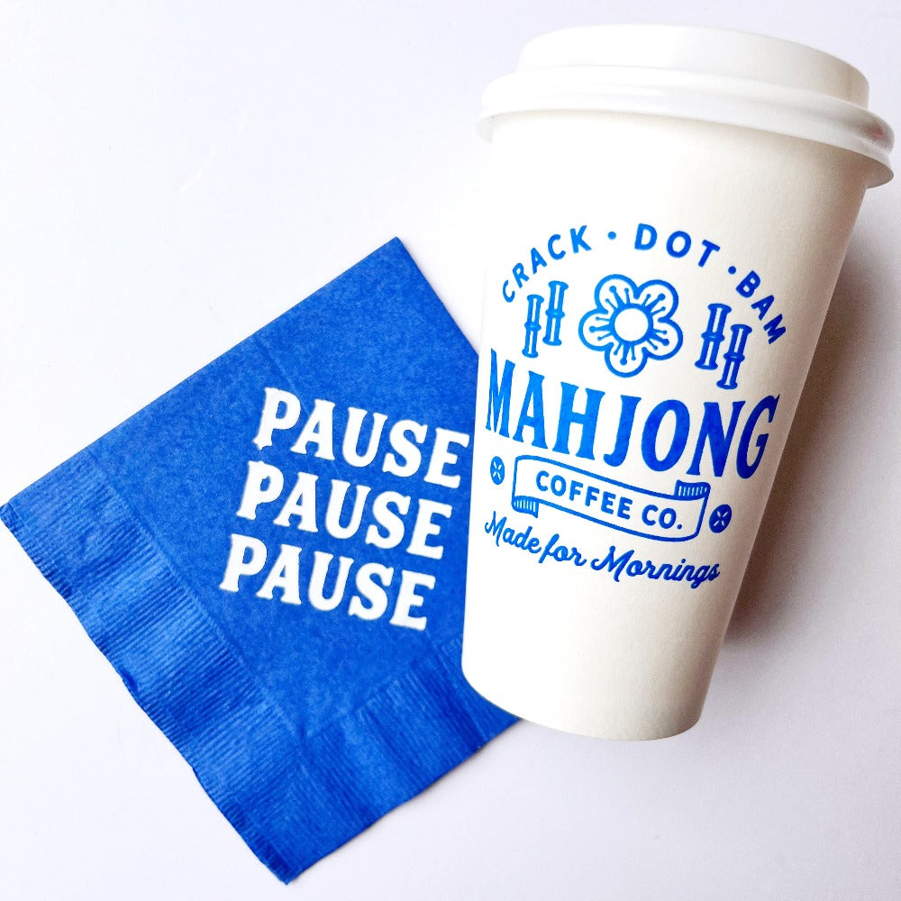 Mahjong Paper Cups + Lids (16 oz)