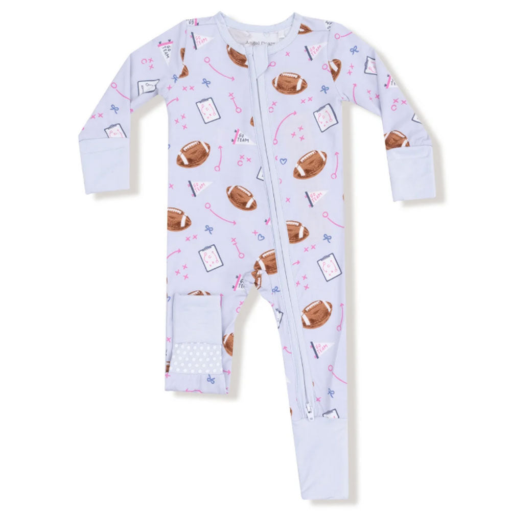 Touchdown Time- Lavender Zipper Romper