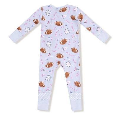 Touchdown Time- Lavender Zipper Romper