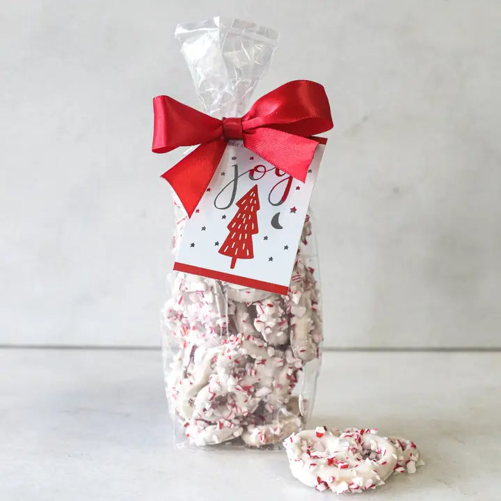 White Chocolate Covered Holiday Pretzels with Peppermint Crunch