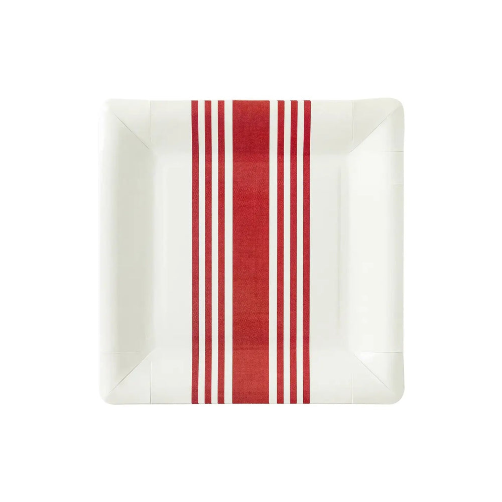 Red Striped Paper Plate