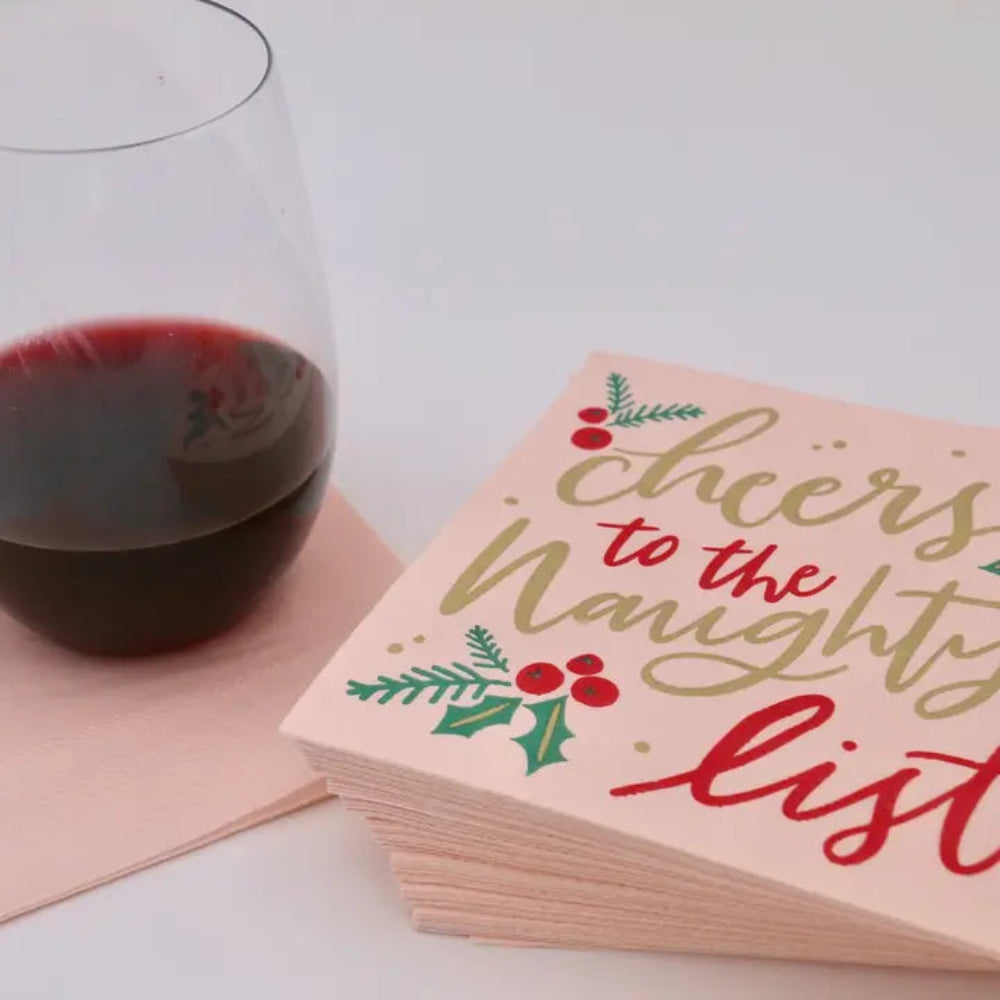 Cheers To the Naughty List Funny Christmas Cocktail Napkins