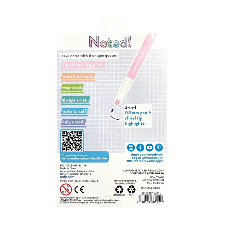 Noted! 2 in 1 Micro Fine Tip Pen and Highlighter