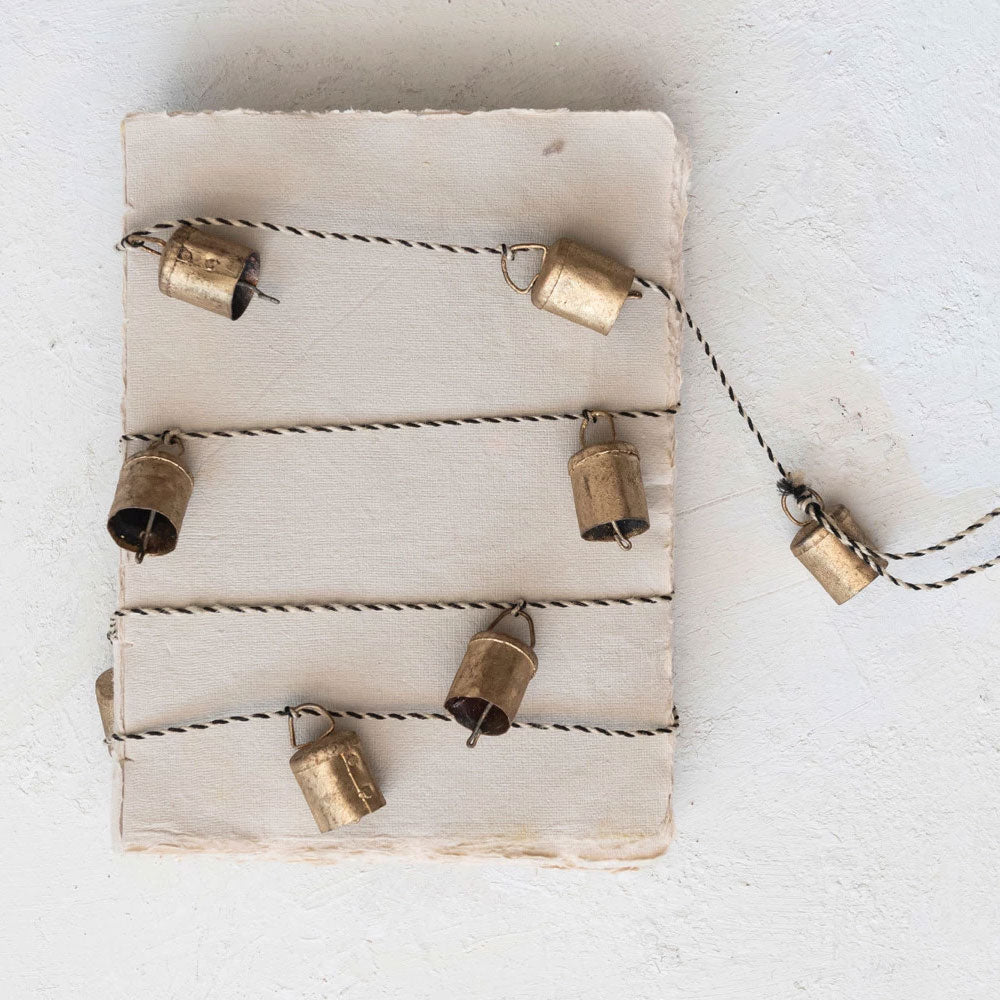 Metal Bell Garland With Antique Gold Finish