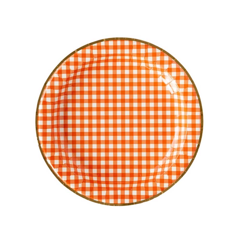 Harvest Orange Gingham Check 11" Plate Barque Gifts