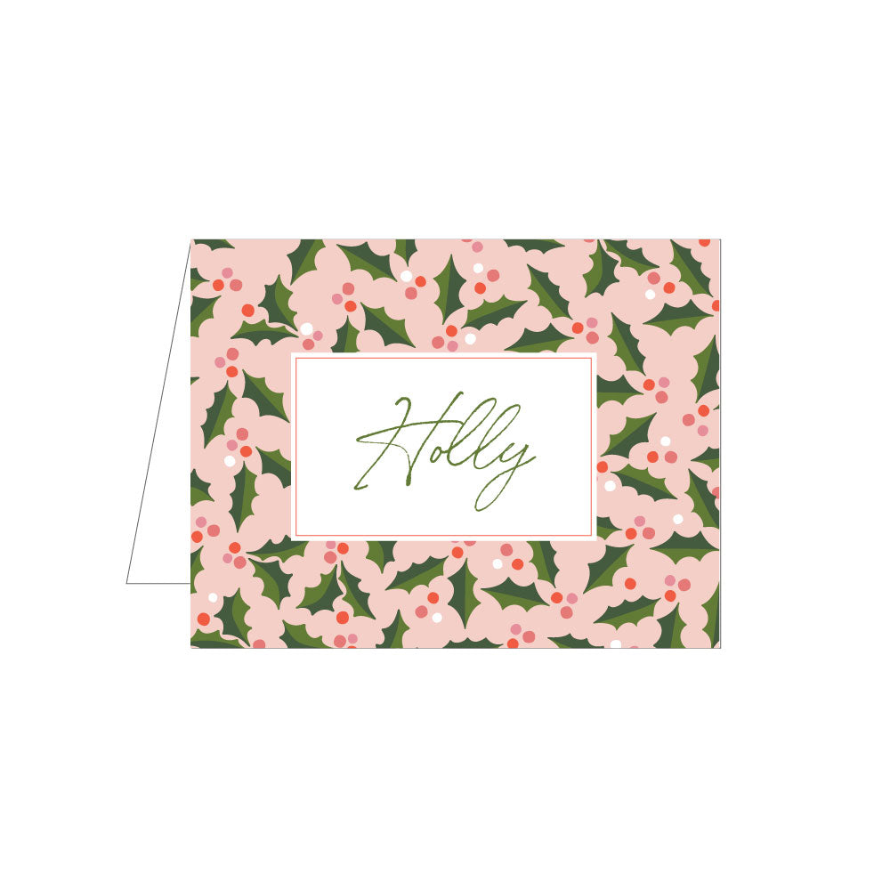 Pink Holly Folded Note