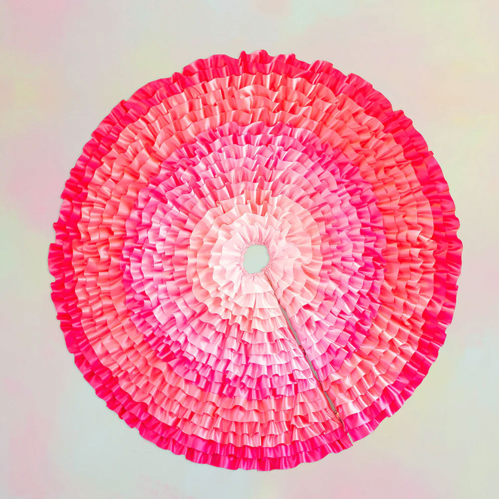 Pink Rows of Ruffles Tree Skirt 60"