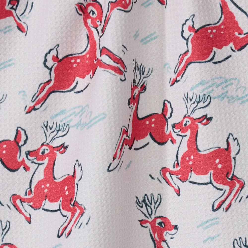 Prancing Reindeer Kitchen Tea Towel