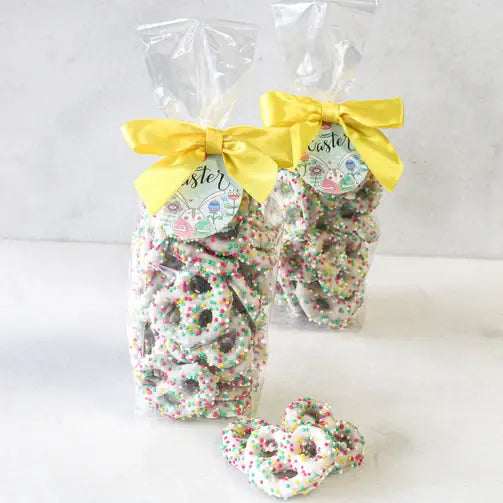 Easter White Chocolate Covered Pretzels-Spring Decorations (5 oz bag)